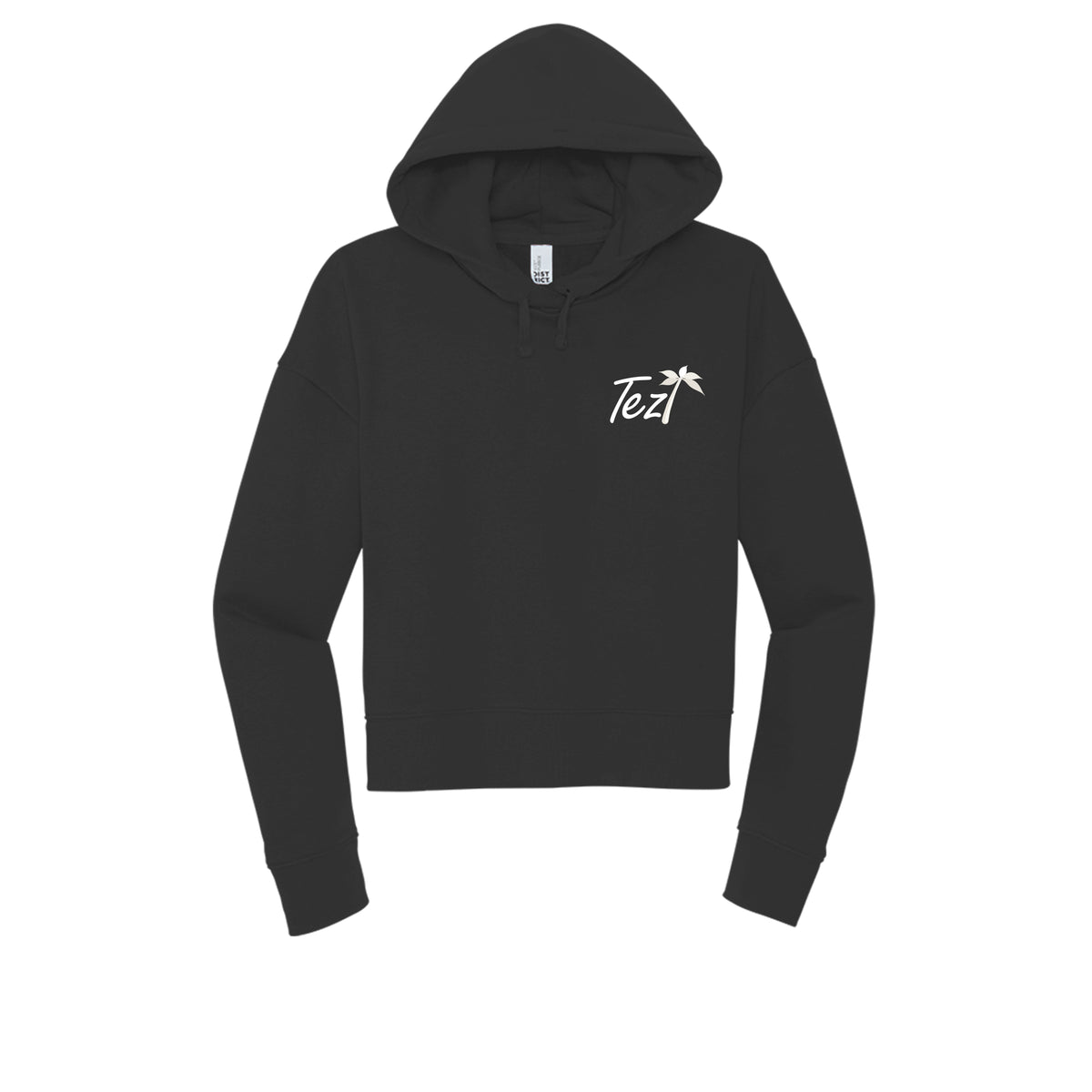 Tezi Fitted Cropped Hoodie in Black, front view