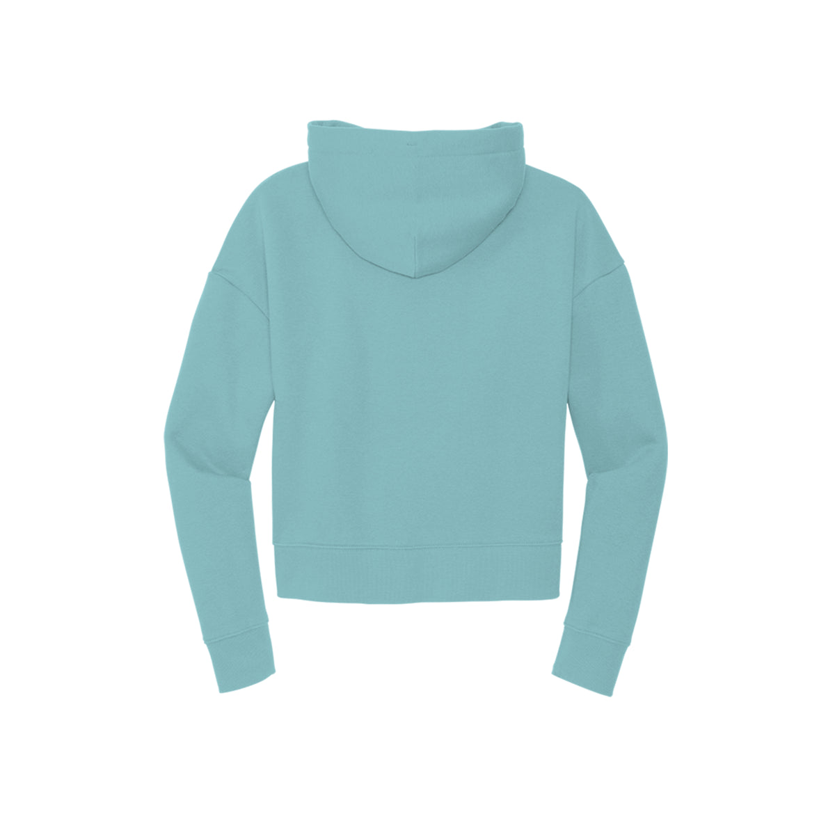 Tezi Fitted Cropped Hoodie in Eucalyptus Blue, back view