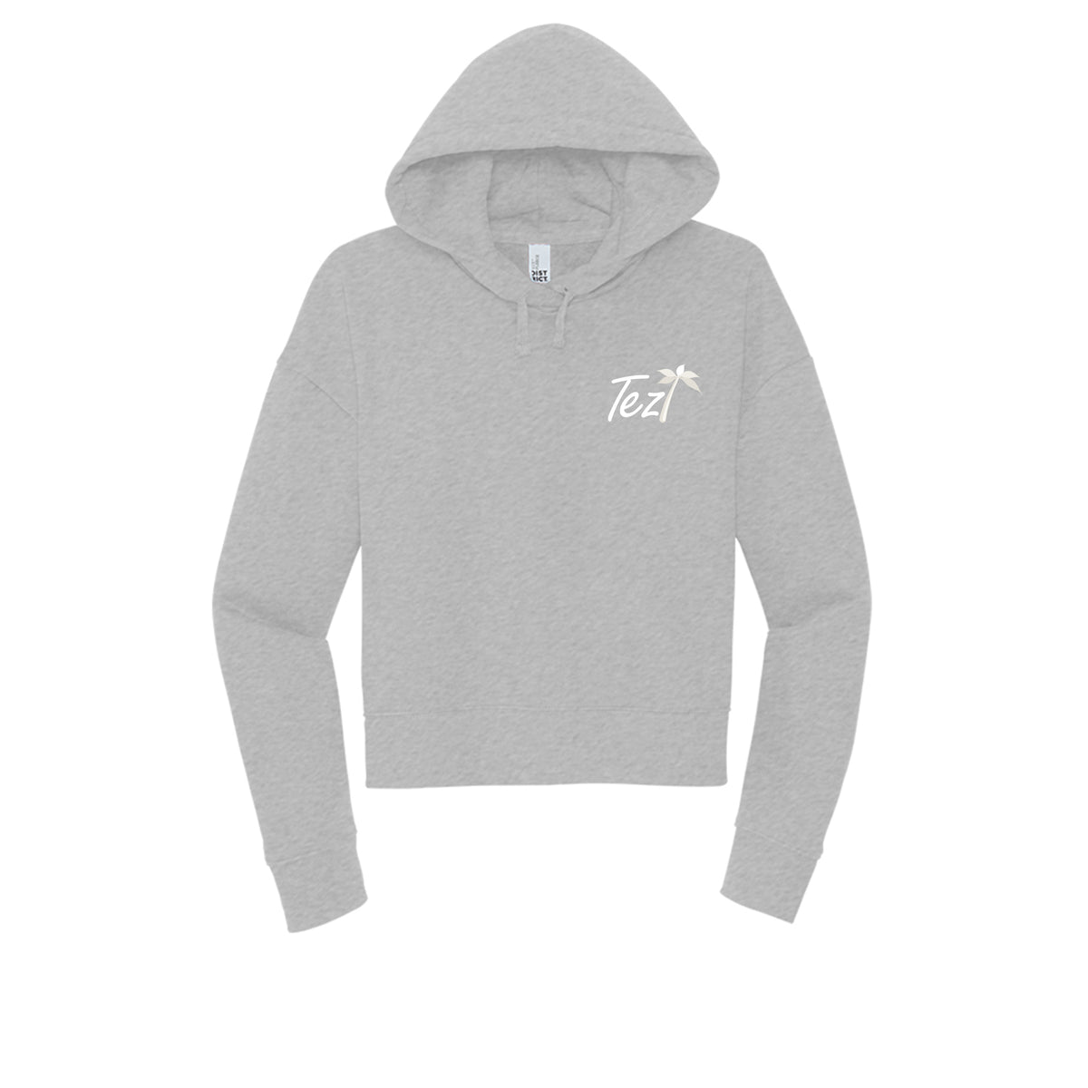 Tezi Fitted Cropped Hoodie in Light Heather Grey, front view