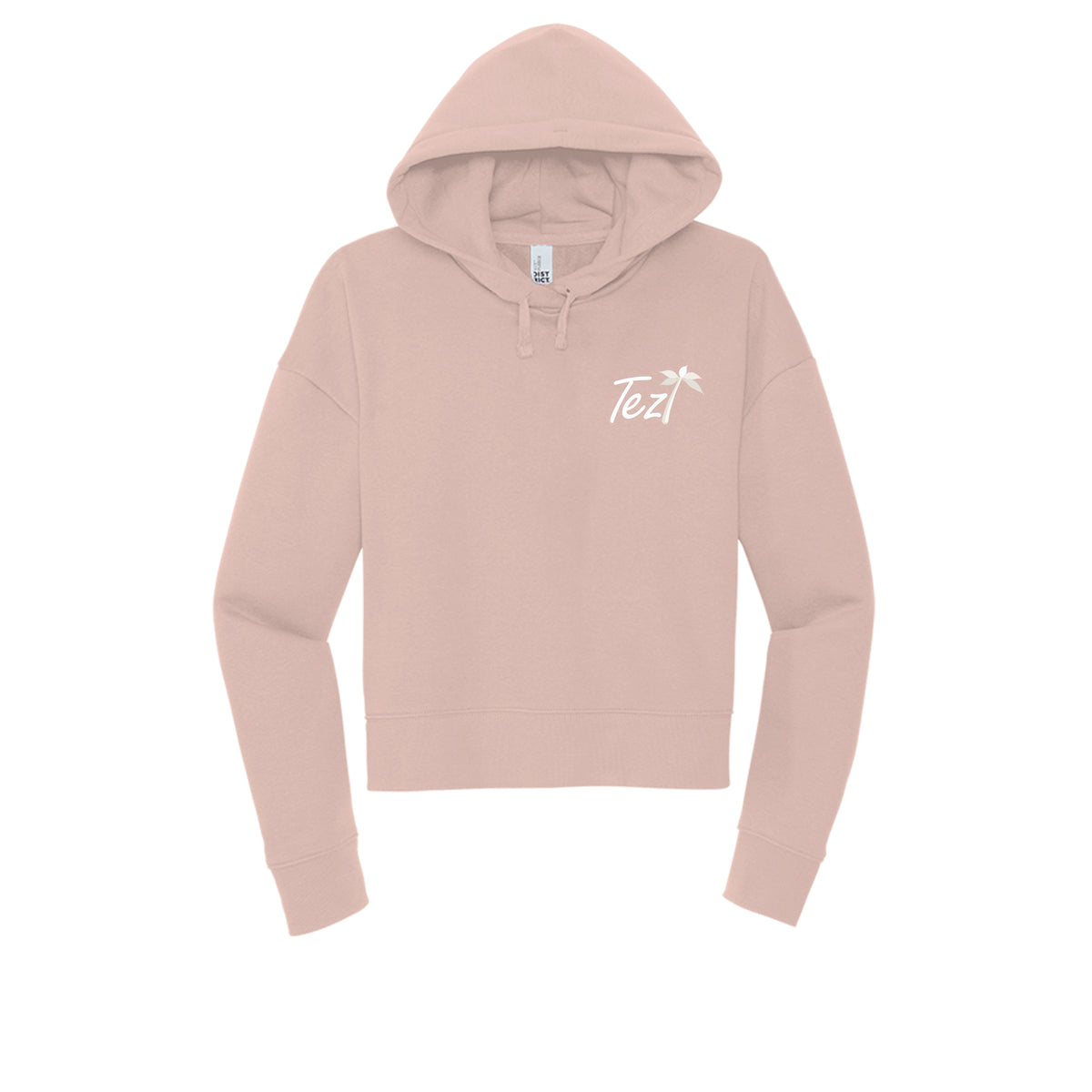 Tezi Fitted Cropped Hoodie in Rosewater Pink, front view