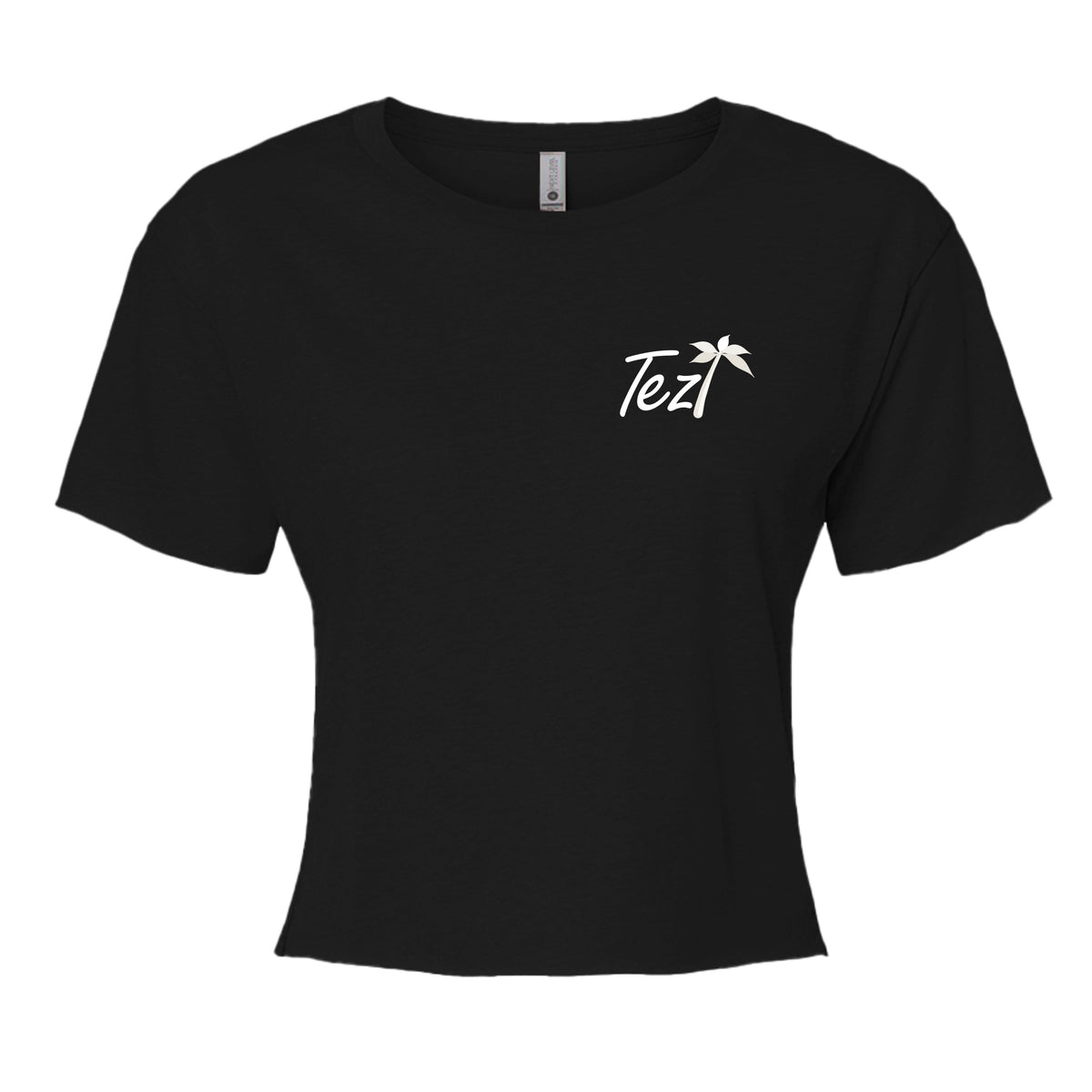 Tezi Boxy Crop Tee in Black, front view