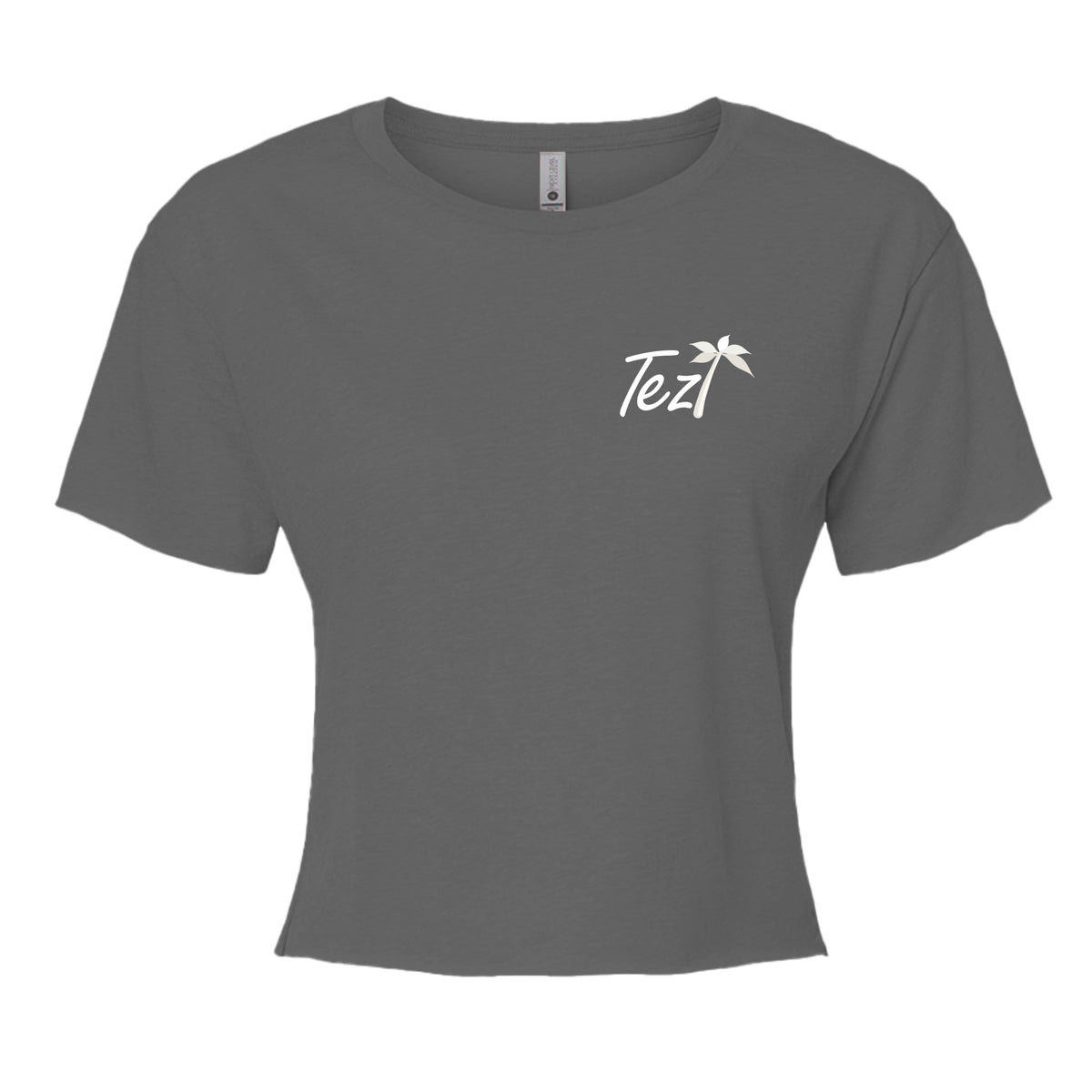 Tezi Boxy Crop Tee in Charcoal, front view
