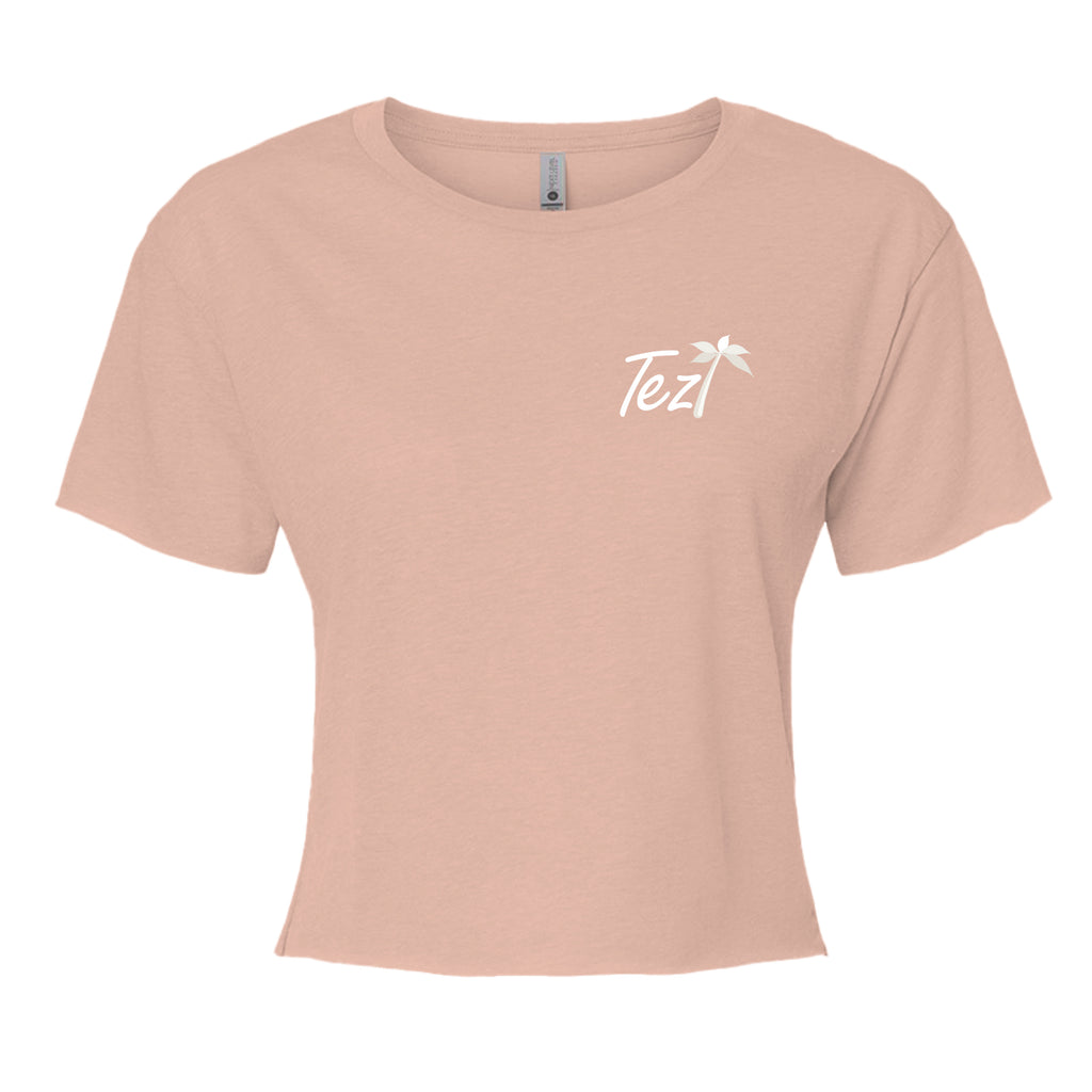 Tezi Boxy Crop Tee in Desert Pink, front view