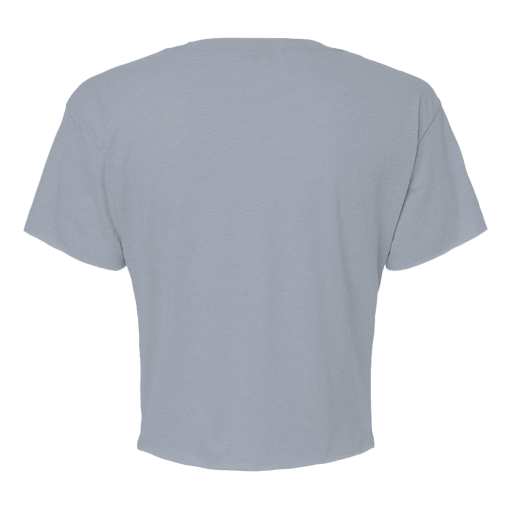 Tezi Boxy Crop Tee in Stonewash Denim, back view
