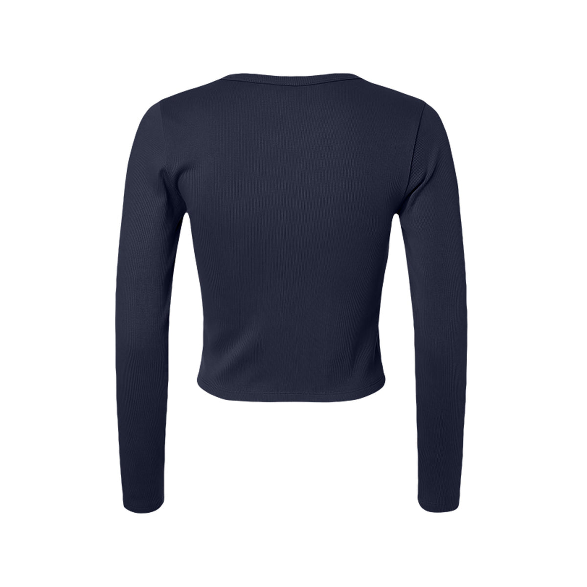 Tezi Palm Script Long Sleeve Crop in Navy, back view