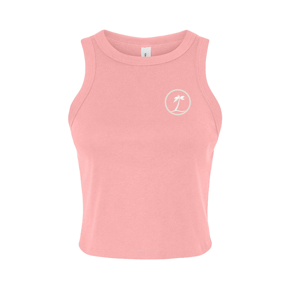 Tezi Circle Logo Racerback Tank in Pink, front view