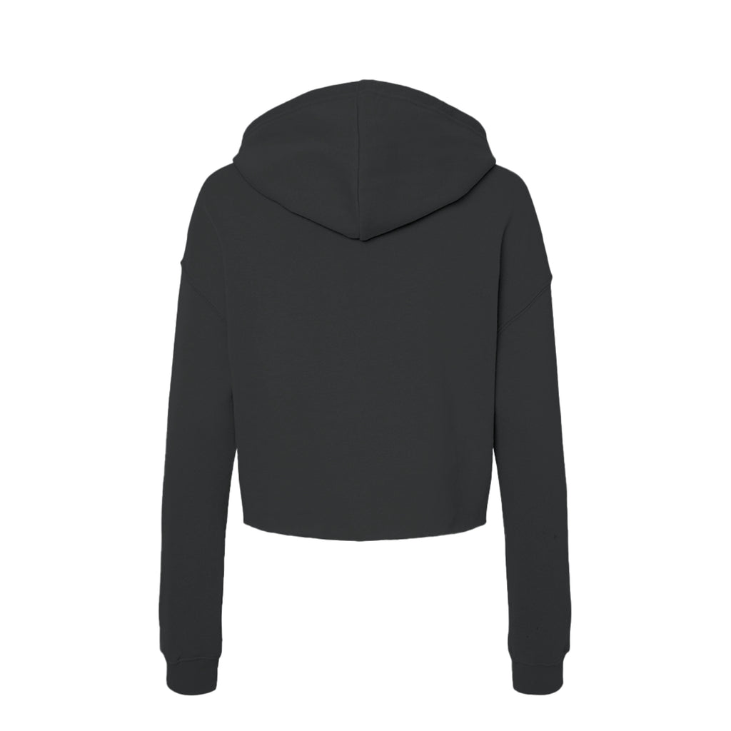 Tezi Circle Logo Cropped Hoodie in Black, back view