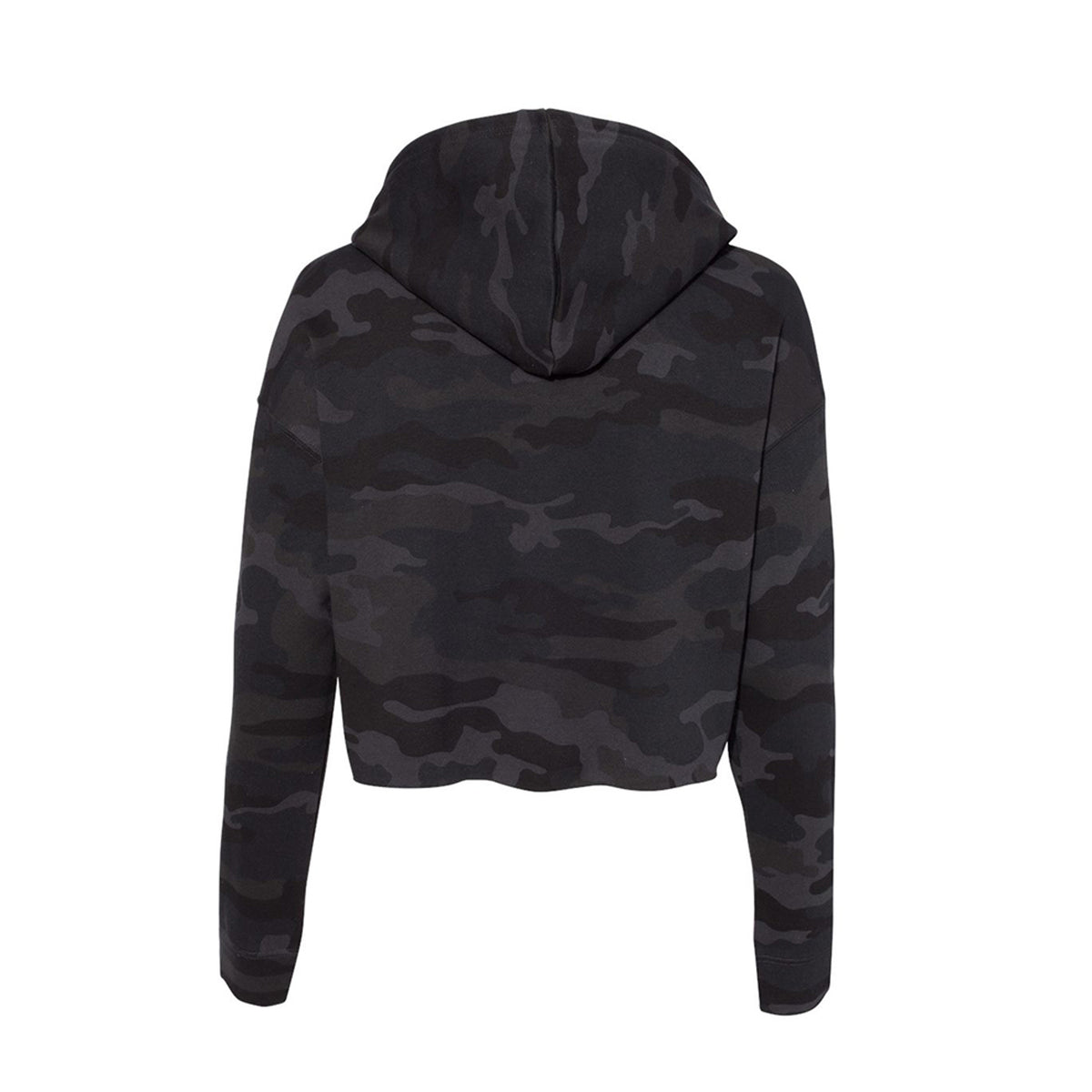 Tezi Circle Logo Cropped Hoodie in Black Camo, back view