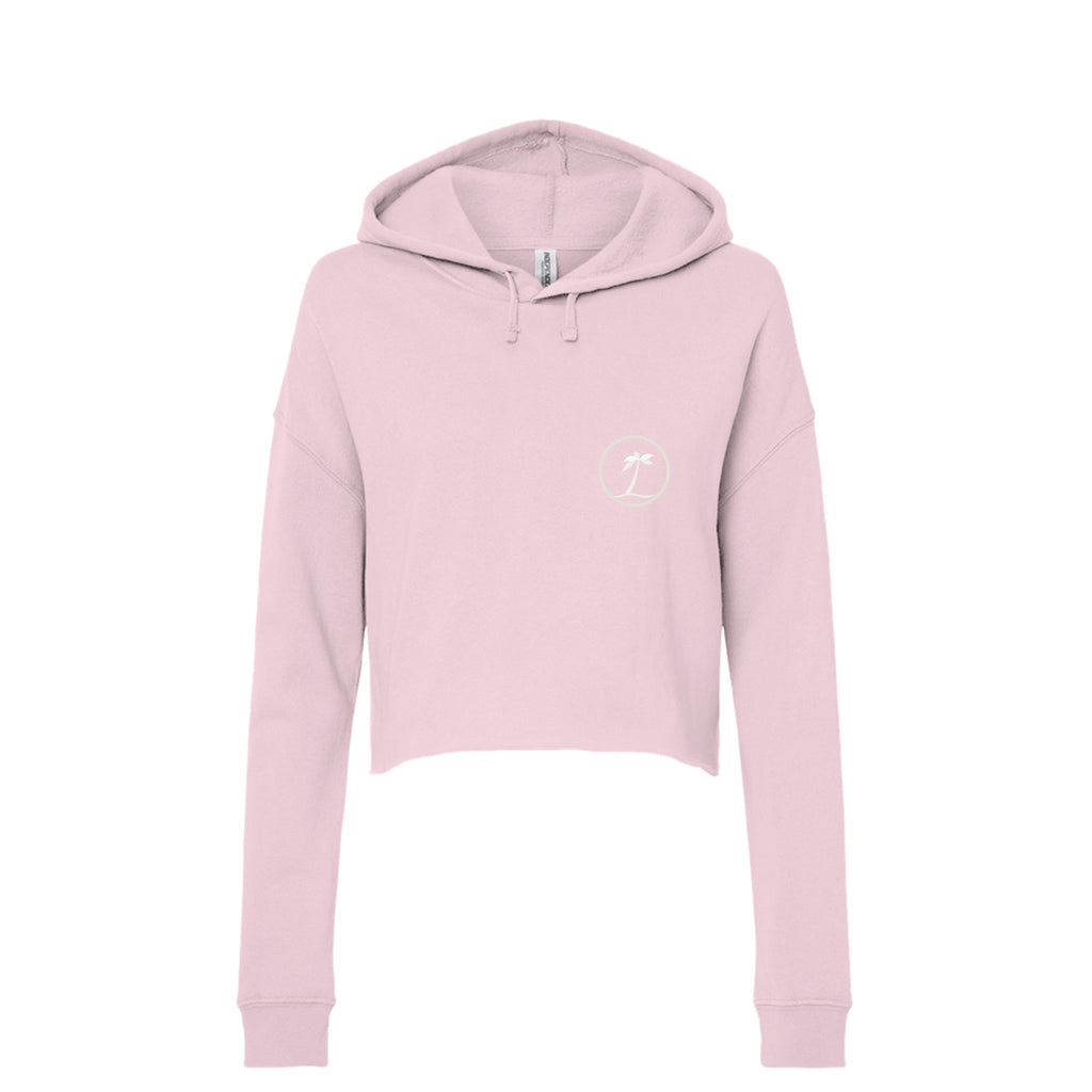 Tezi Circle Logo Cropped Hoodie in Blush, front view