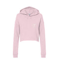 Tezi Circle Logo Cropped Hoodie in Blush, front view