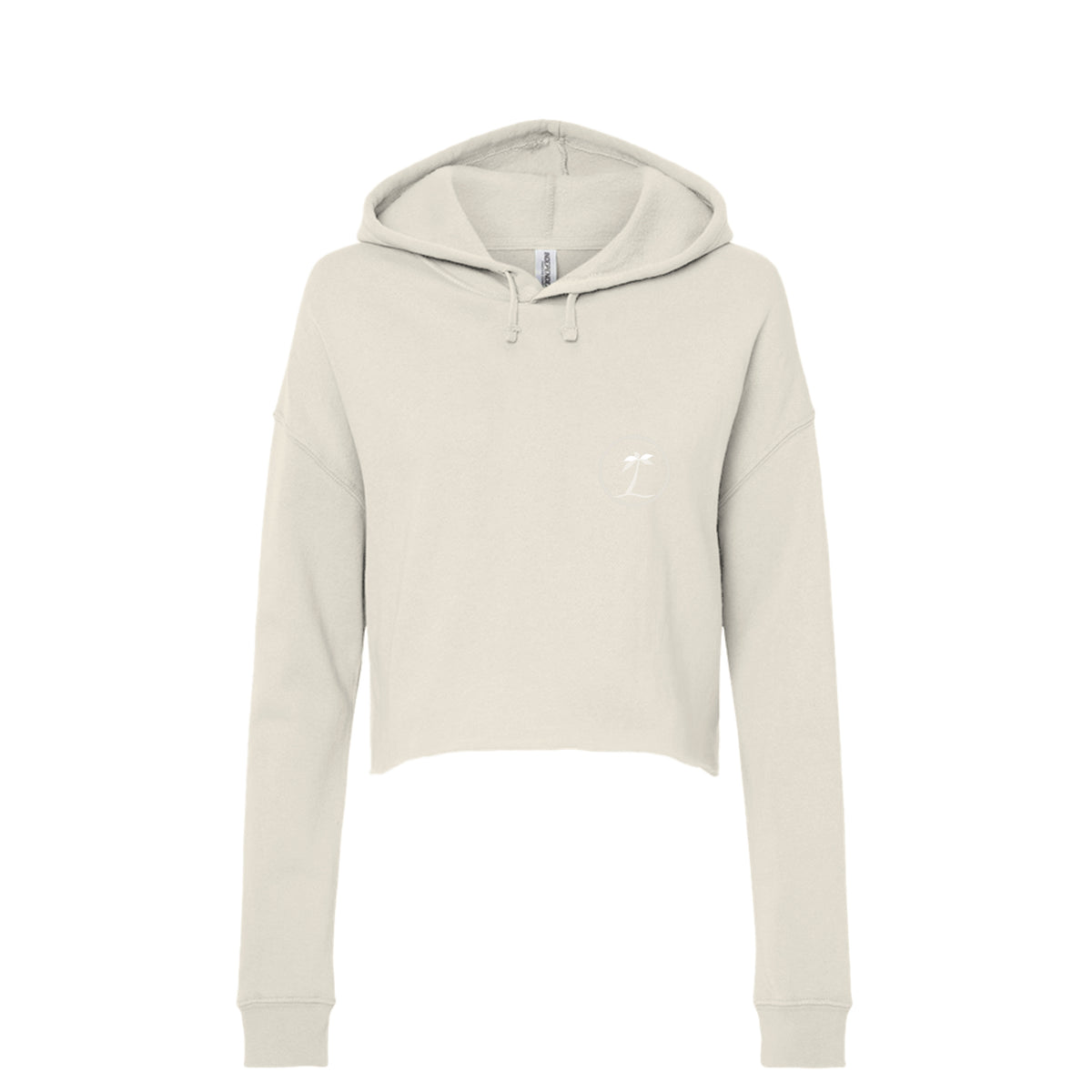 Tezi Circle Logo Cropped Hoodie in Bone, front view
