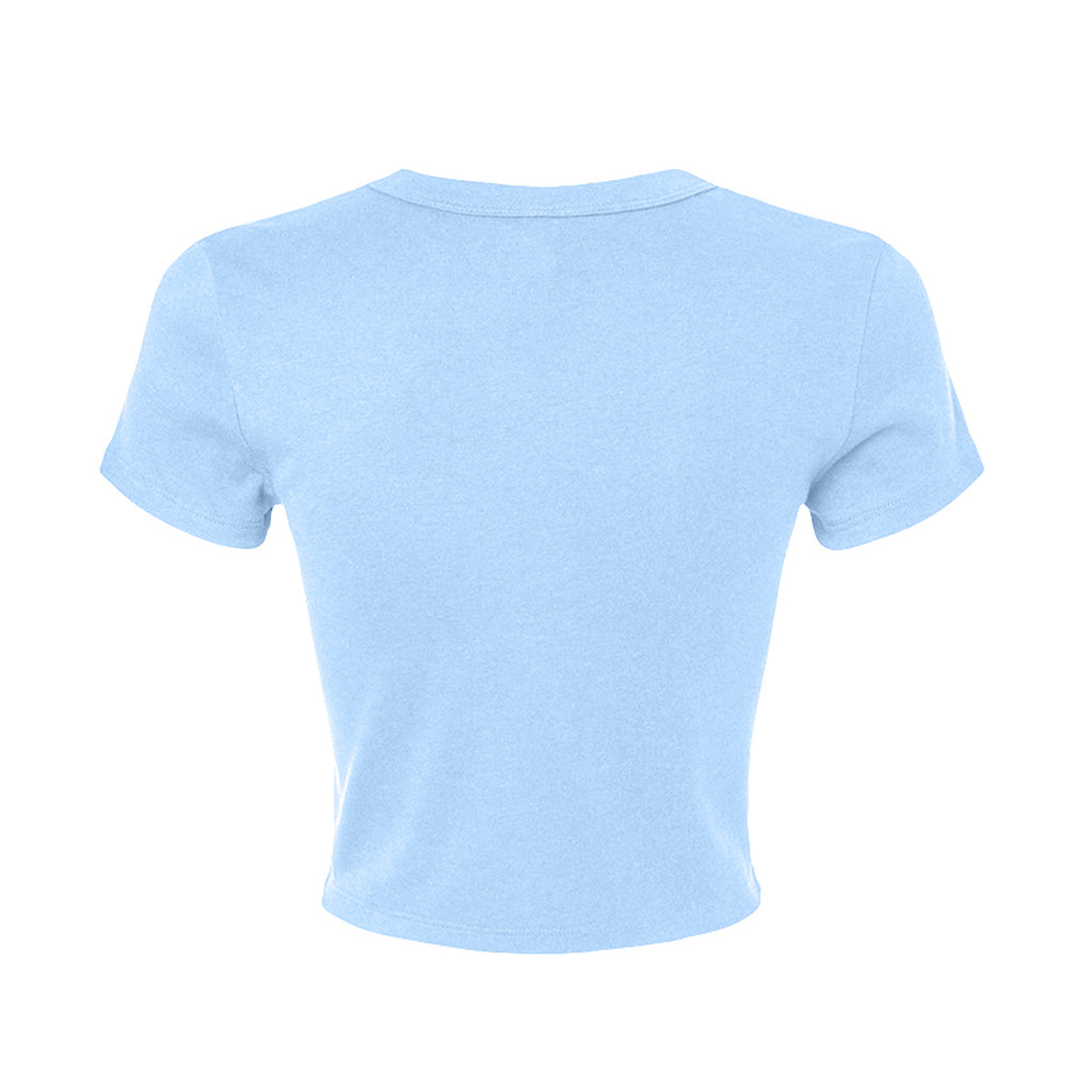 Tezi Palm Script Baby Tee in Baby Blue, back view
