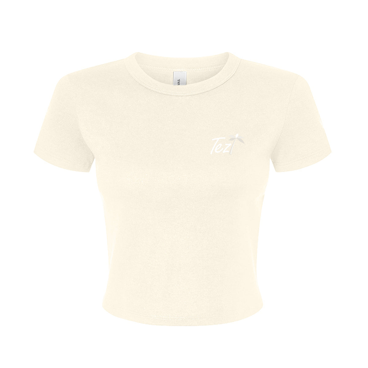 Tezi Palm Script Baby Tee in Natural, front view