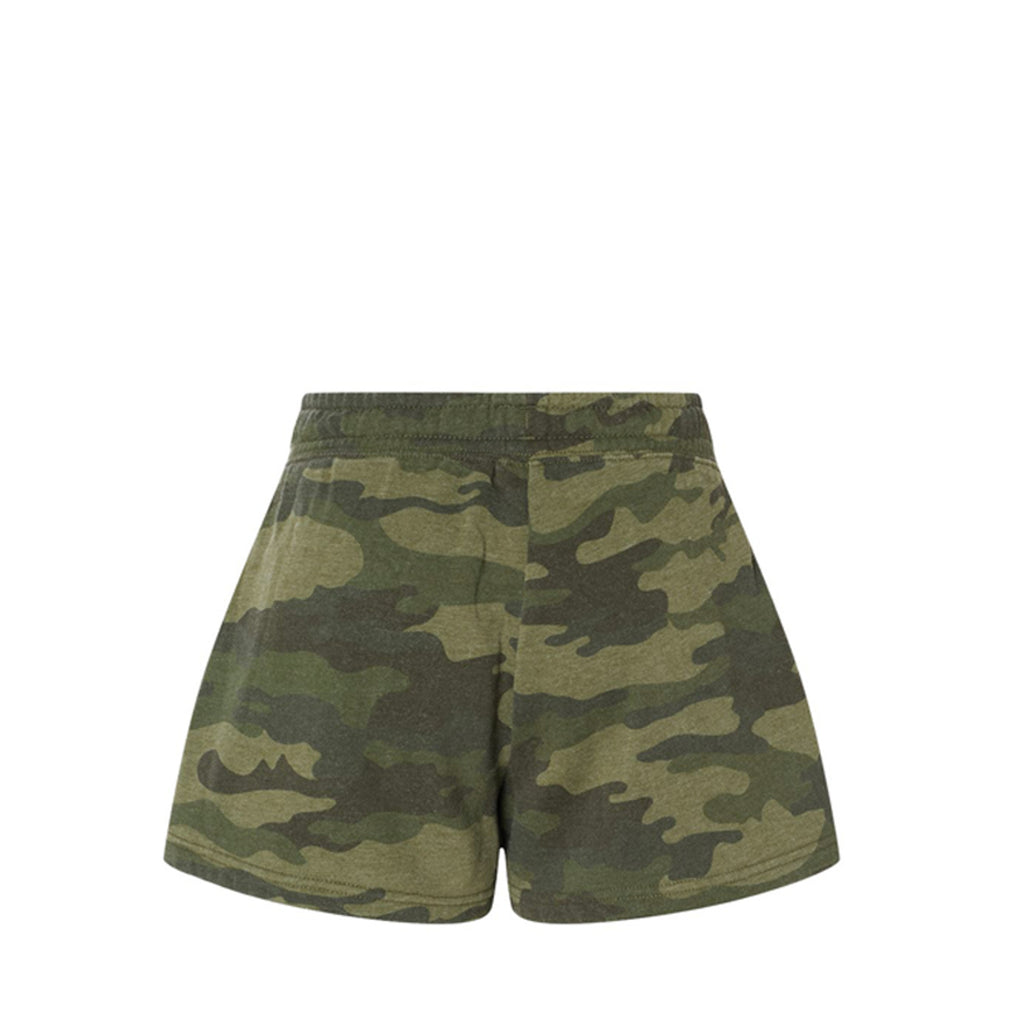 Tezi Camo Lounge Shorts in Forest Camo Heather, back view