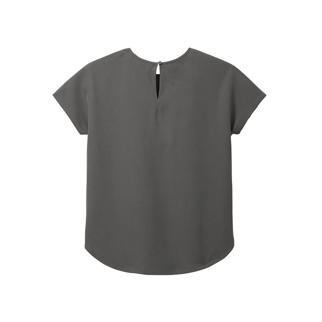 Tezi Relaxed Curved-Hem Tee in Anchor Grey, back view