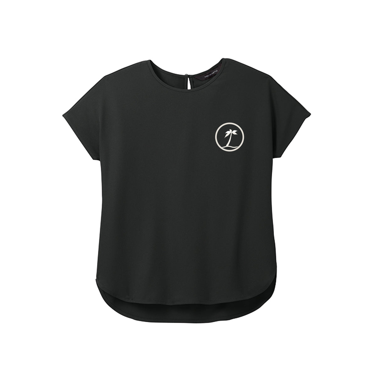 Tezi Relaxed Curved-Hem Tee in Deep Black, front view