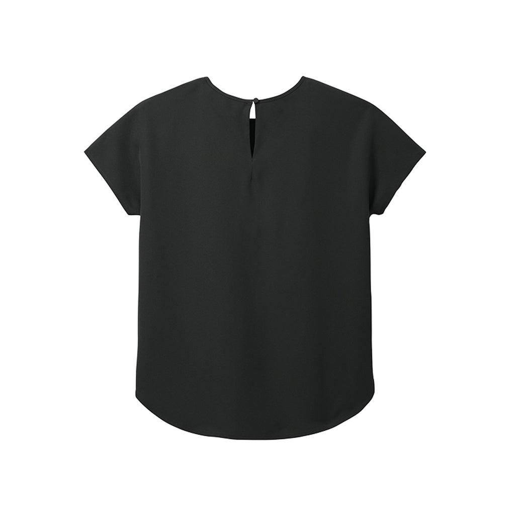 Tezi Relaxed Curved-Hem Tee in Deep Black, back view