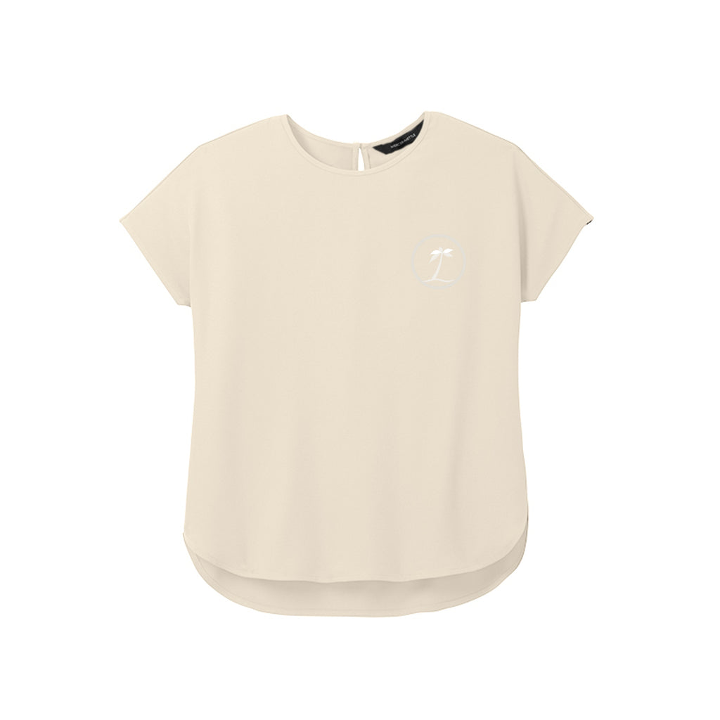 Tezi Relaxed Curved-Hem Tee in Ivory, front view