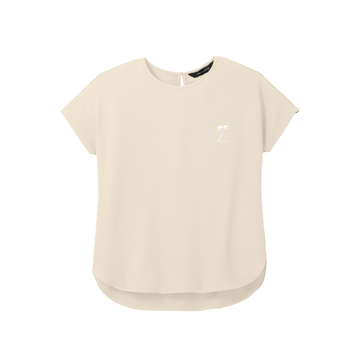 Tezi Relaxed Curved-Hem Tee in Ivory, front view