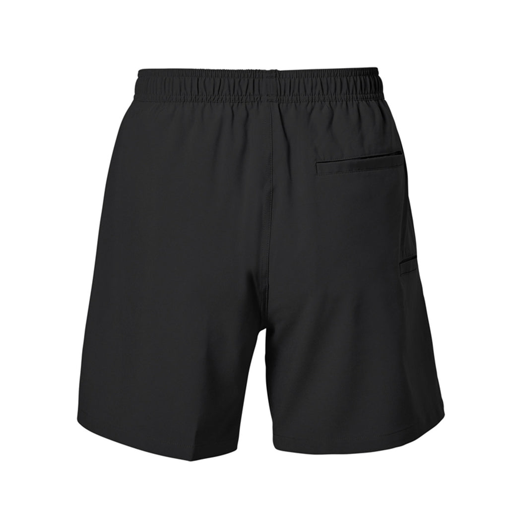 Tezi Drawstring Sweat Shorts in Black, back view