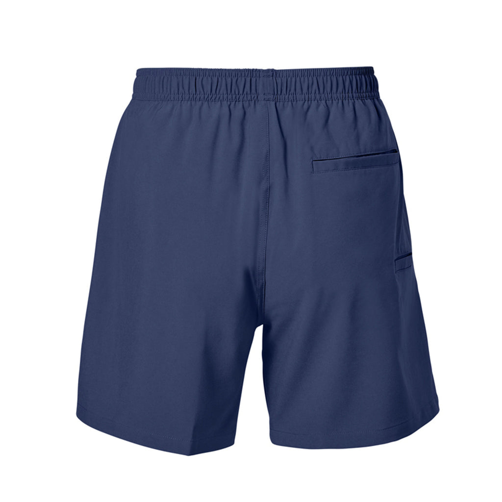 Tezi Drawstring Sweat Shorts in Sargasso Sea, back view
