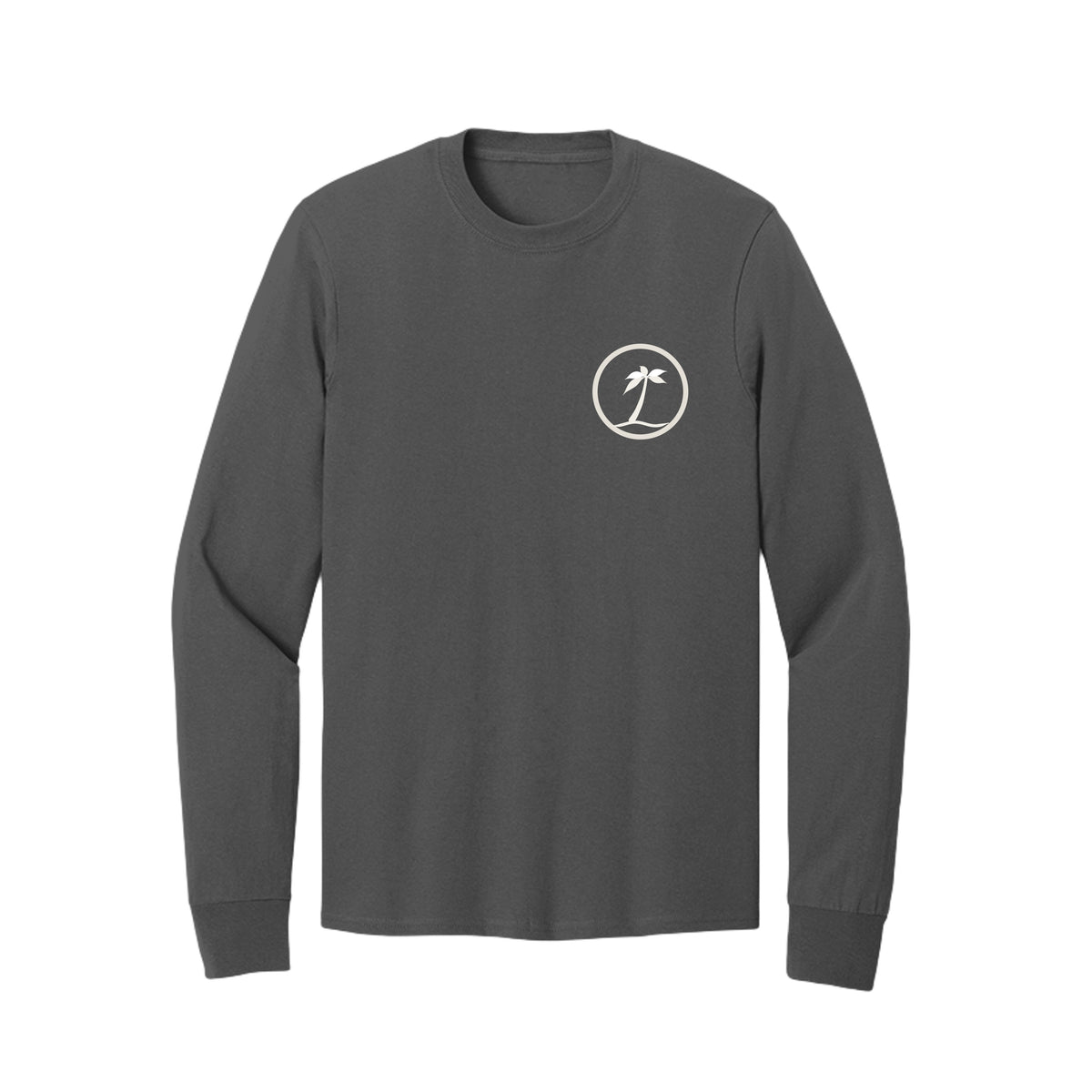 Tezi Classic Long Sleeve Tee in Charcoal, front view