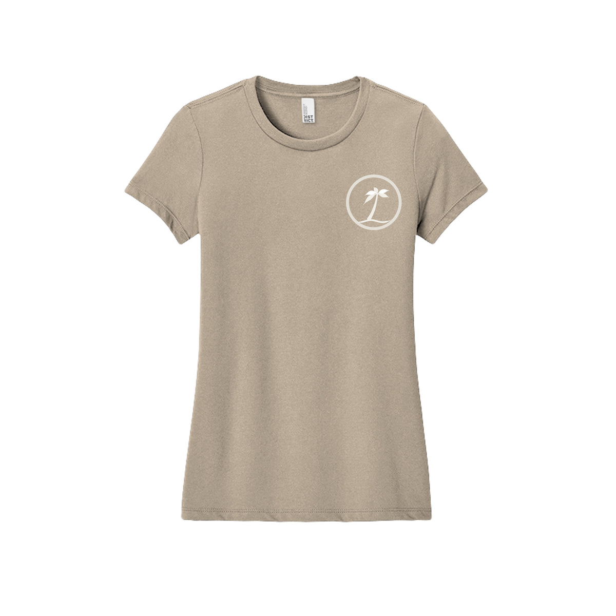 Tezi Circle Logo Tee in Desert Tan Heather, front view