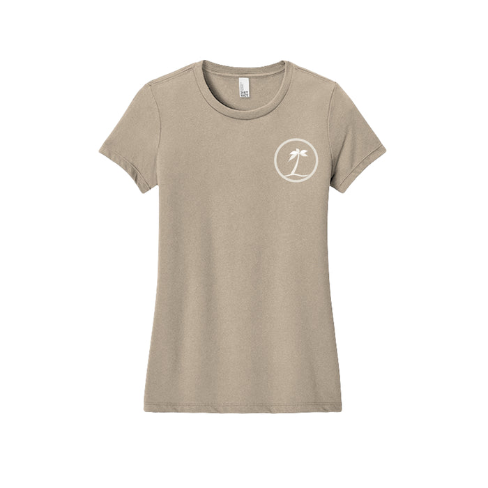 Tezi Circle Logo Tee in Desert Tan Heather, front view