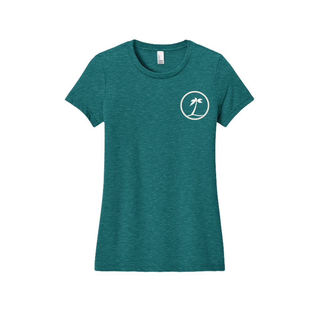 Tezi Circle Logo Tee in Heathered Teal, front view