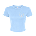 Tezi Circle Logo Baby Tee in Baby Blue, front view