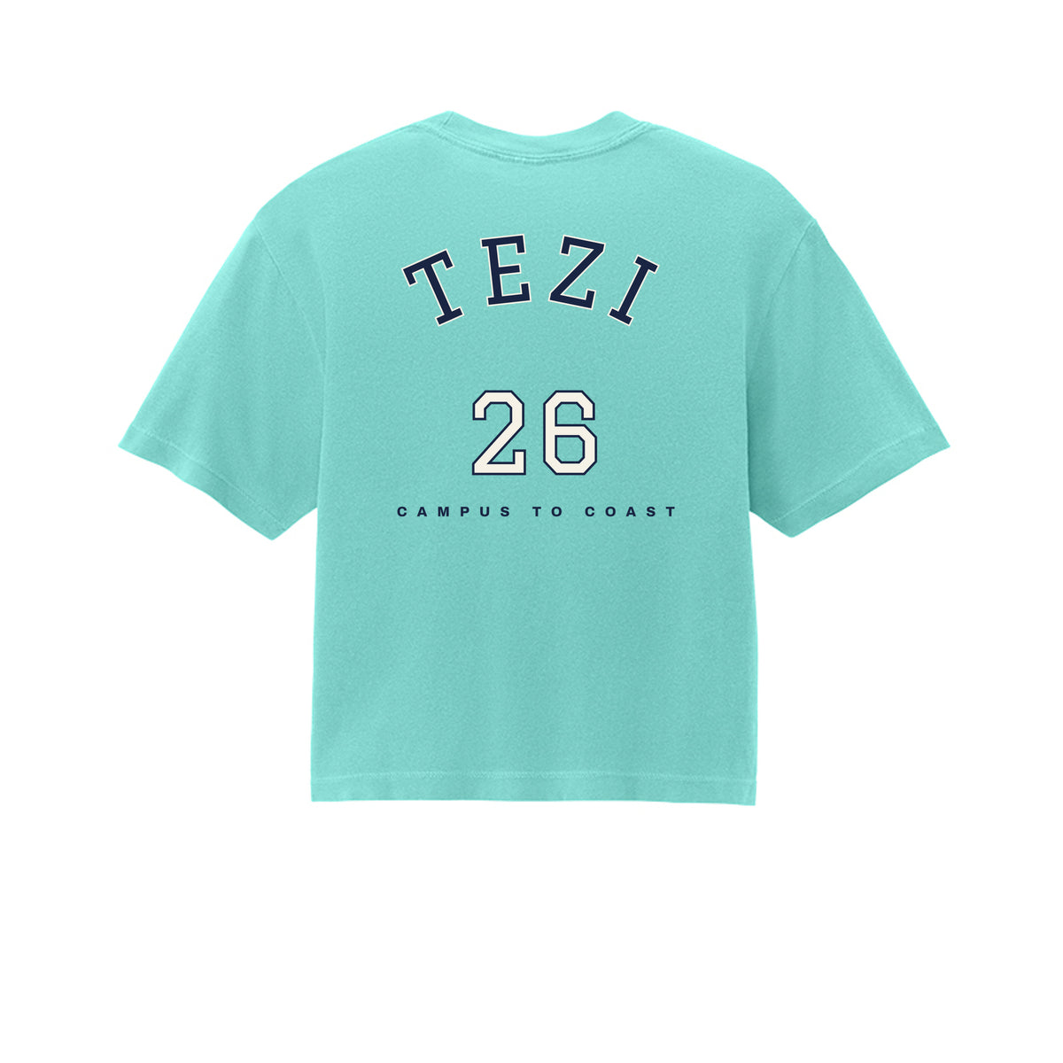 Tezi Varsity Crop Tee in Chalky Mint, alternate view