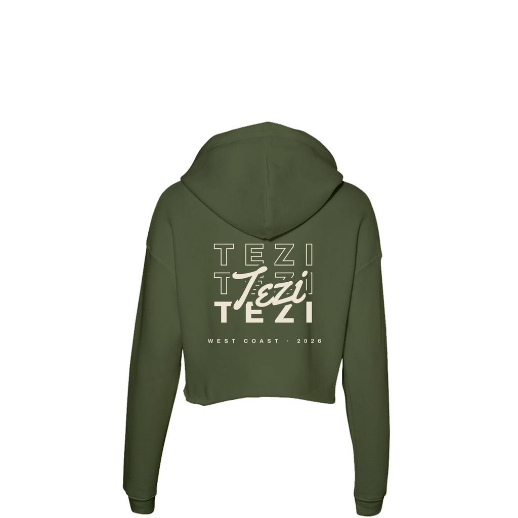 Tezi Script Repeat Hoodie in Military Green, alternate view