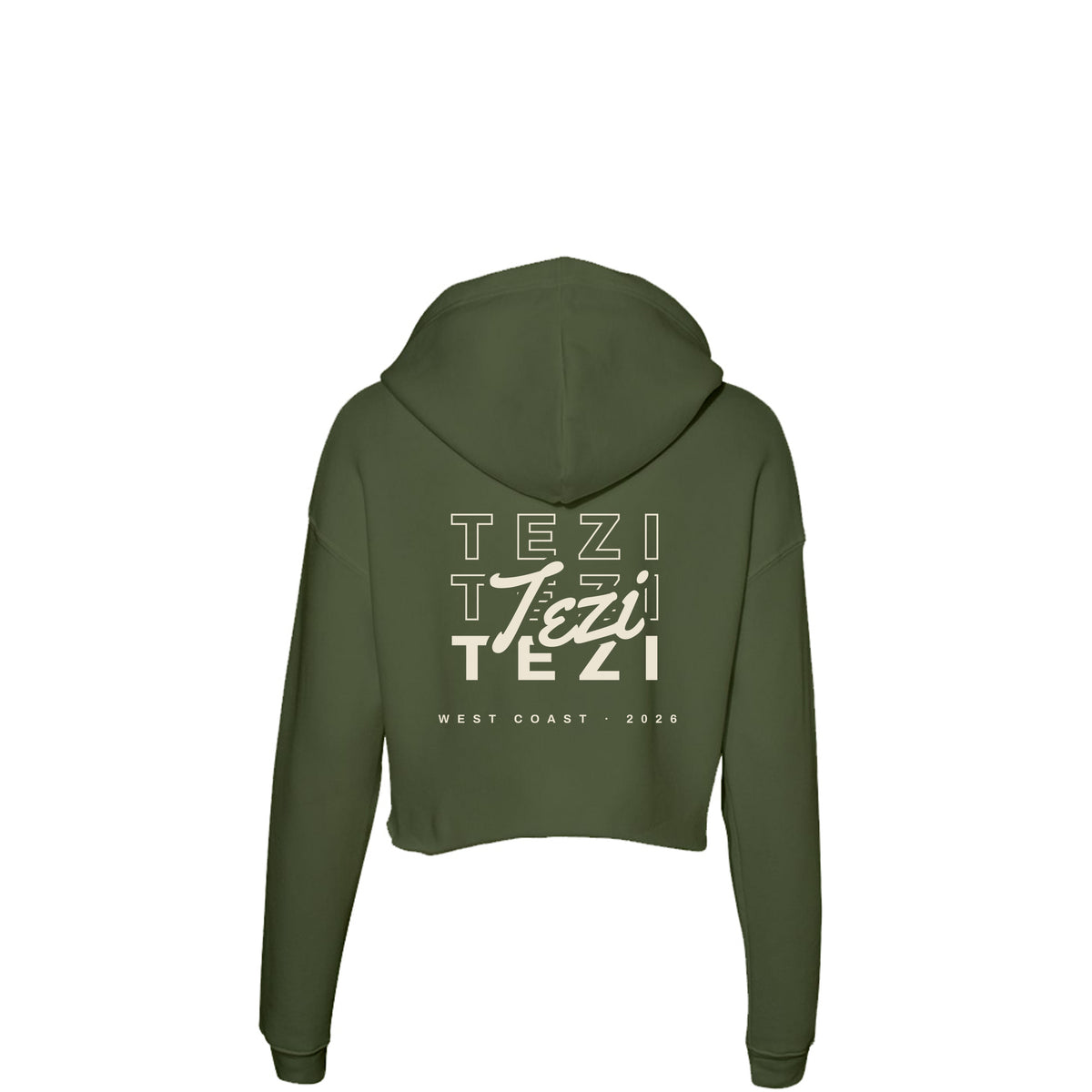 Tezi Script Repeat Hoodie in Military Green, alternate view