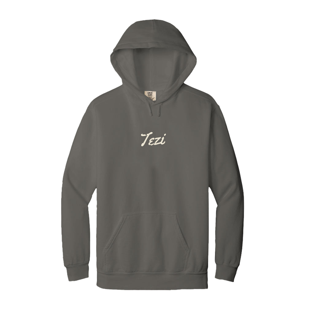 Tezi Faded Script Hoodie in Grey