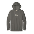 Tezi Faded Script Hoodie in Grey