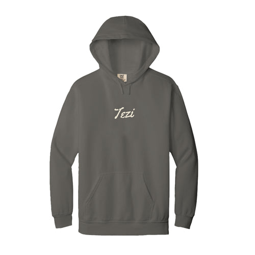 Tezi Faded Script Hoodie in Grey