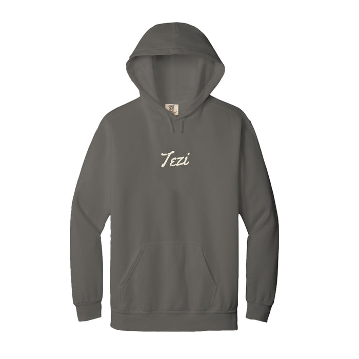 Tezi Faded Script Hoodie in Grey