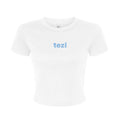 Tezi Bubble Letter Baby Tee in Solid White Blend