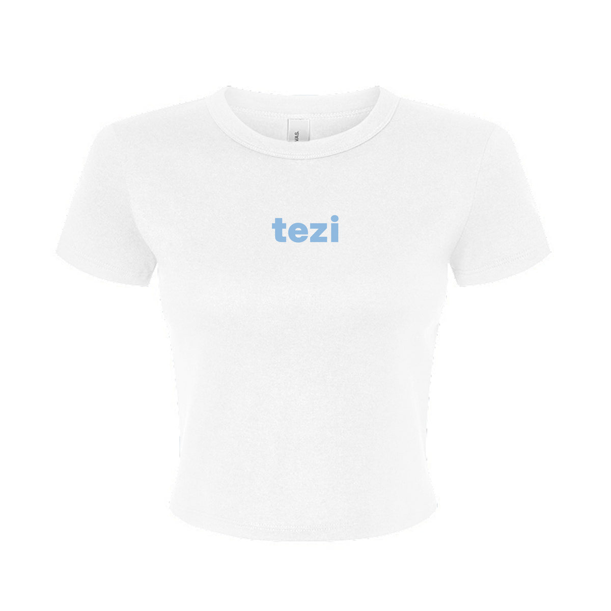 Tezi Bubble Letter Baby Tee in Solid White Blend