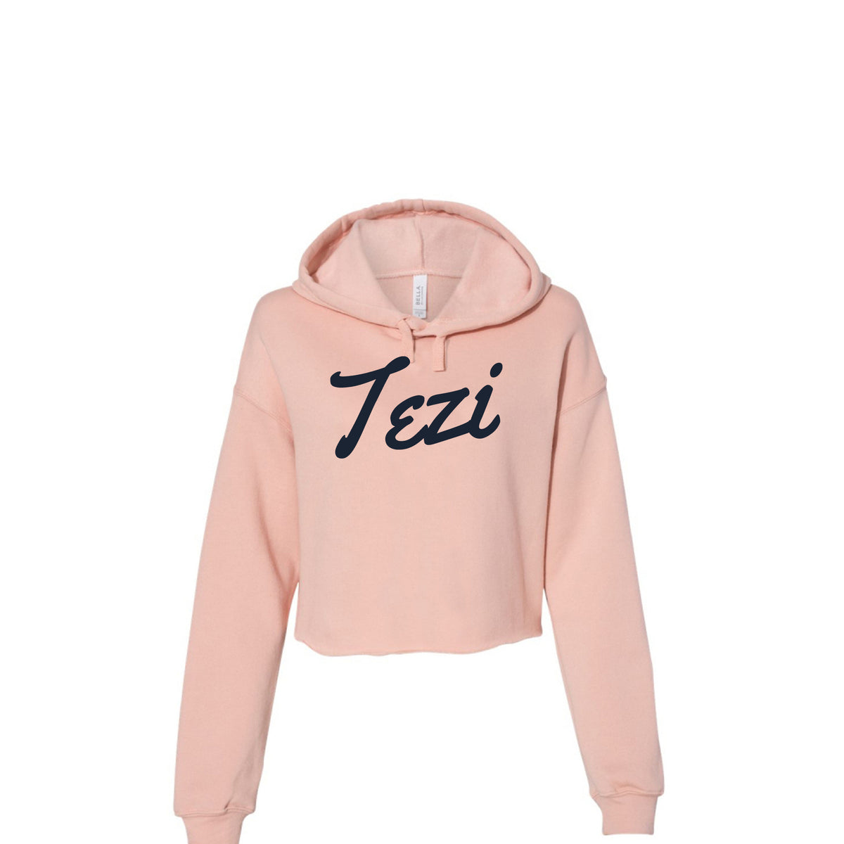 Tezi Shoreline Script Cropped Hoodie in Peach