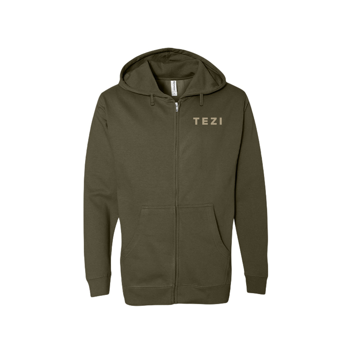 Tezi Tonal Zip Hoodie in Army